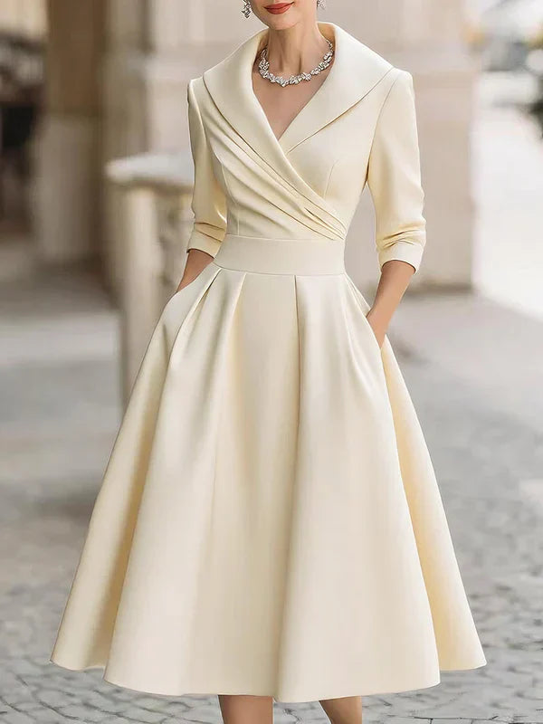 Gabriella | Elegant Midi Dress with Refined Details and Practical Pockets