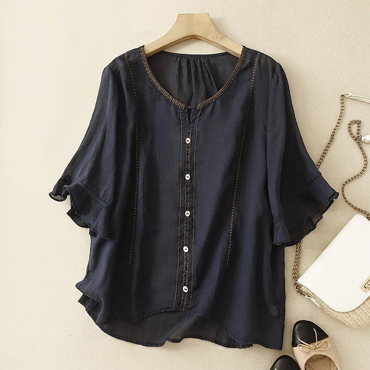 Gia™ | Pattern Ruffle Sleeve Blouse