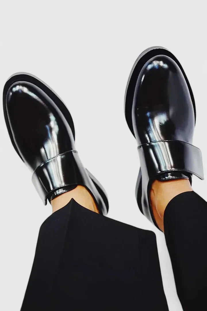 CHESKA – MODERN POLISHED STRAP SHOES