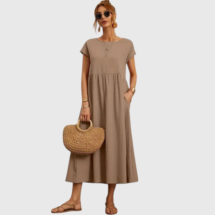Nora™ | Short Sleeve Midi Dress