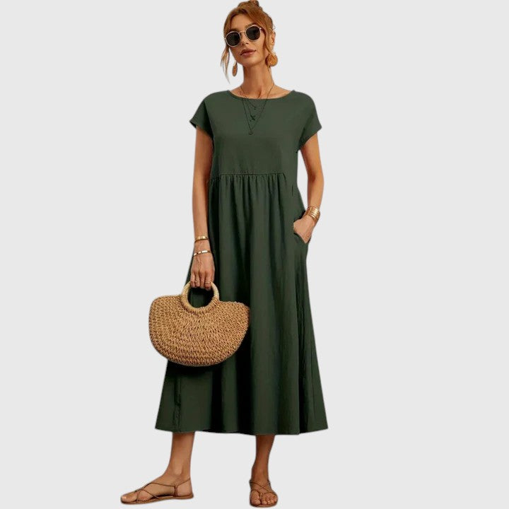 Nora™ | Short Sleeve Midi Dress