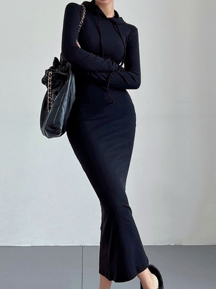 Women's Hooded Bodycon Dress with Drawstring
