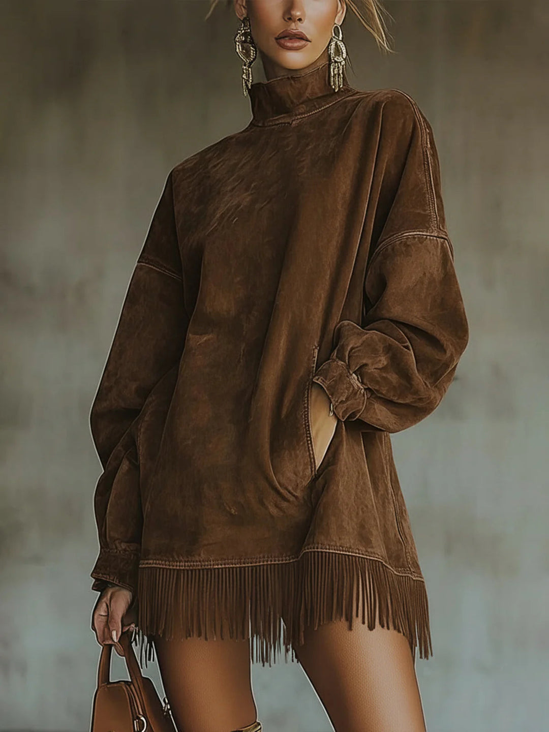 Darcie | Fringe Turtleneck Dress