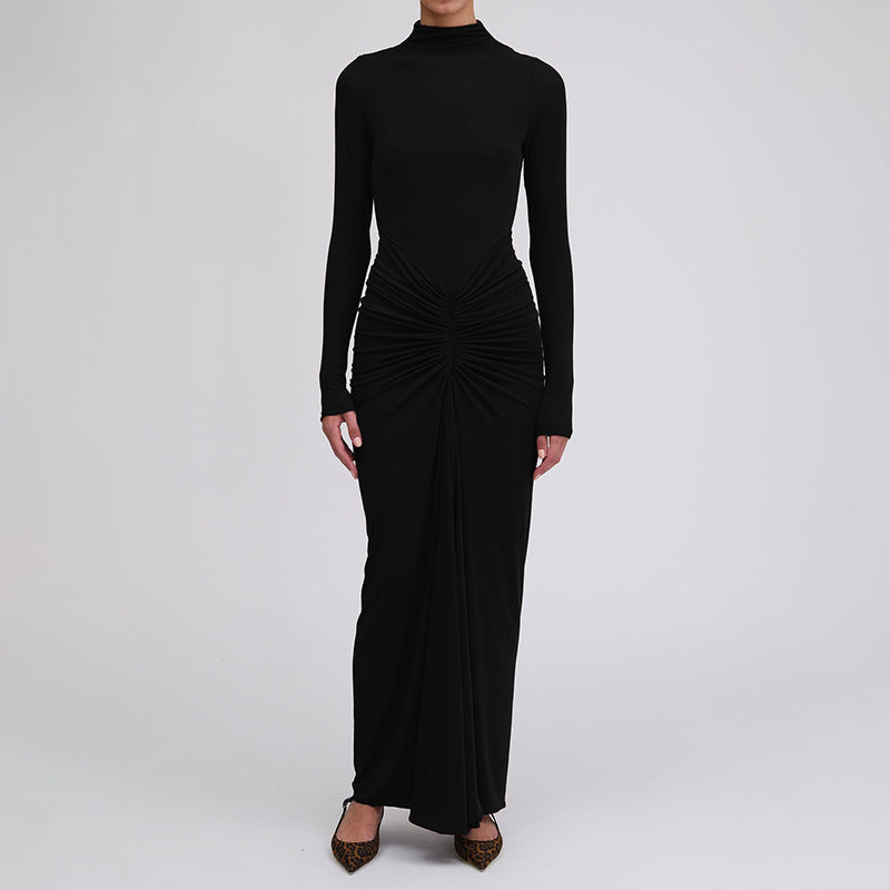 Women's Winter Bodycon Dress with Ruched Waist
