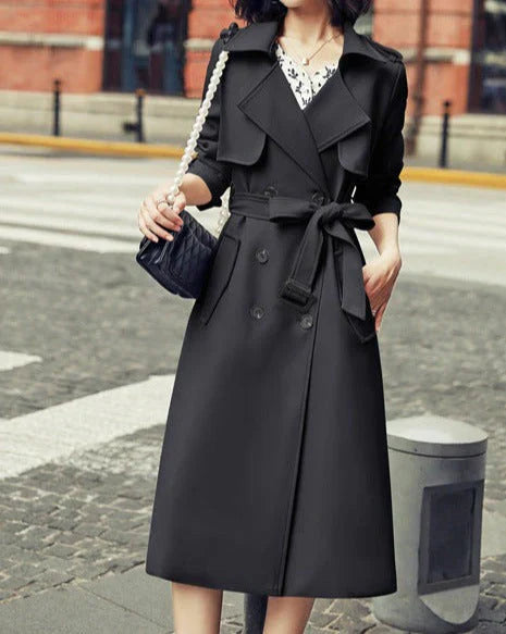 Trench Coat with Double Breasted Button Placket
