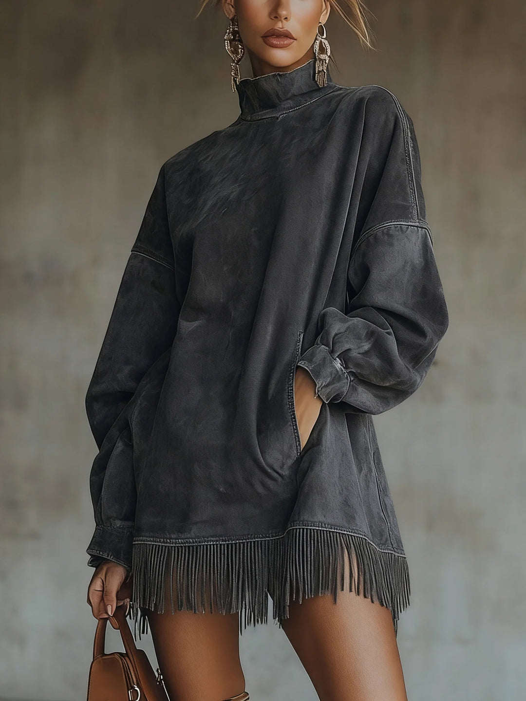 Darcie | Fringe Turtleneck Dress
