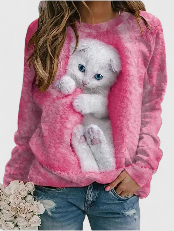 MAE – COZY KITTEN PRINT SWEATER
