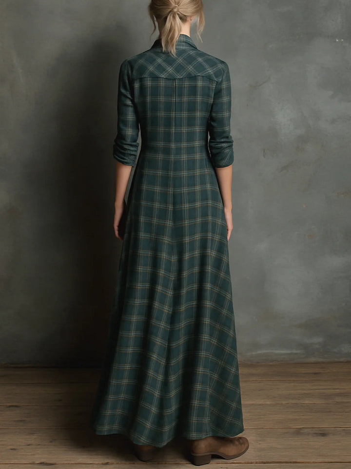 Harper - Western Plaid Maxi Shirt Dress