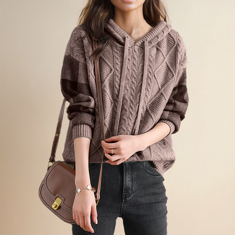 Emily | Cable Knit Hoodie Sweater