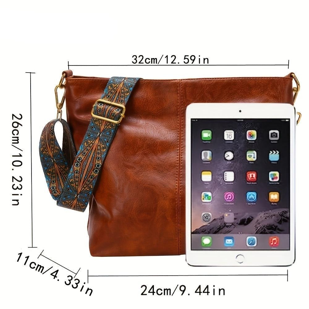 Embjørg | Classic Shoulder Bag with Adjustable Patterned Strap