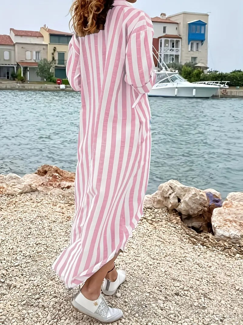 Danica™ | Striped Button-Down Shirt Dress