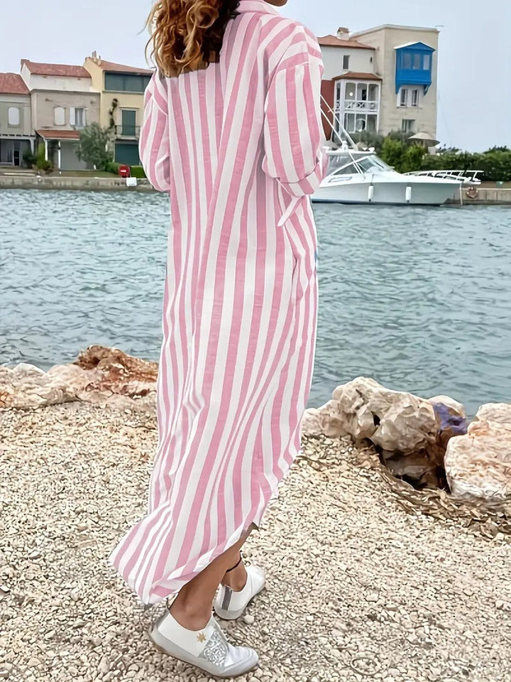 Danica™ | Striped Button-Down Shirt Dress