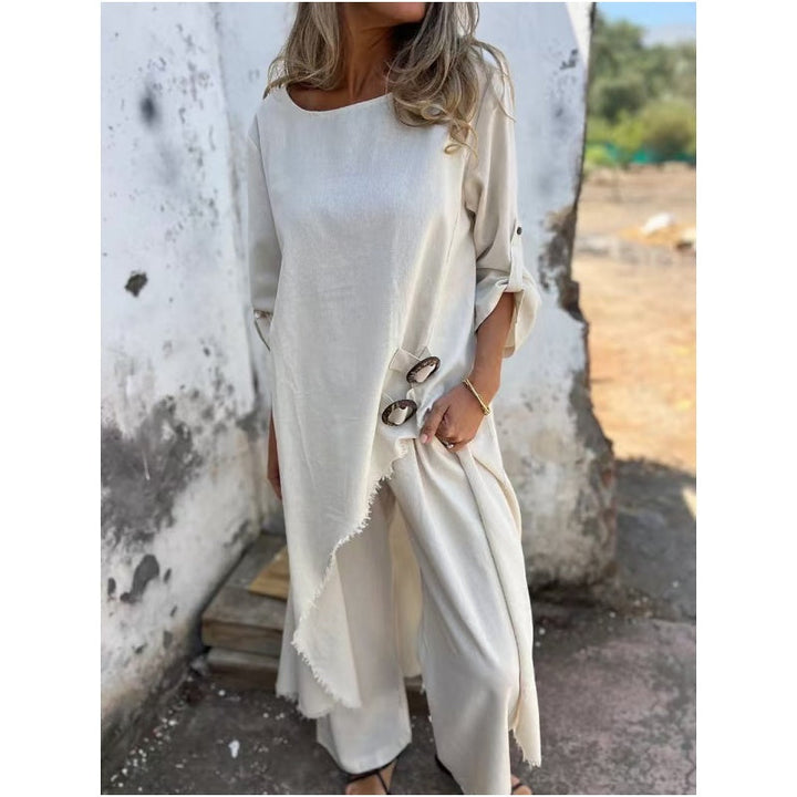 New Cotton-Linen Dress + Pants - Comfortable Two-Piece Set